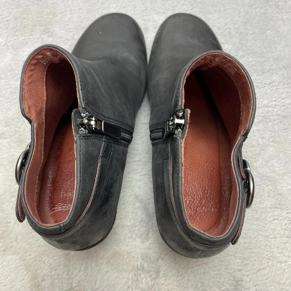 Dansko Womens Perry Leather Ankle Booties Size 36/5.5-6 Black Nubuck Side Zip